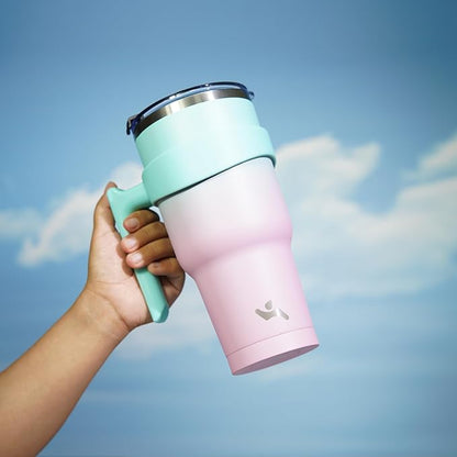 Konokyo 30 oz Tumbler with Handle and Straw, Insulated Travel Mug
