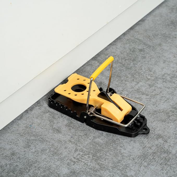 Restaurantware-Pest Tek 4.5 x 2 x 2.2 Inch Mice Traps, 2 Reusable Mouse Traps - Kill Bar, Sensitive Trigger Pedal, Yellow And Black ABS Mouse Traps, With Bait Cup, Durable