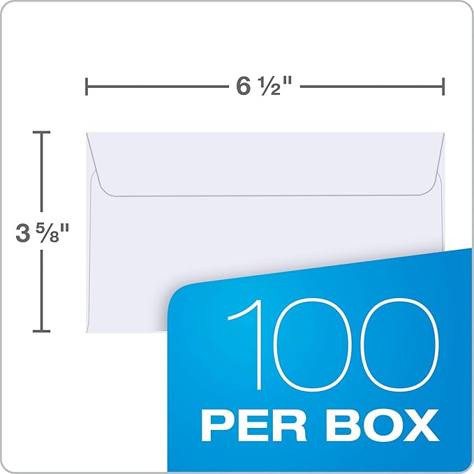 Quality Park 6 34 Self-Seal Security Envelopes, Security Tint and Pattern, Redi-Strip Closure, 24-lb White Wove, 3-58 x 6-12, 100Box (QUA10417)