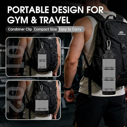 BYLWORKOUT 3-Layer Protein Powder Container with Funnel and Keychain