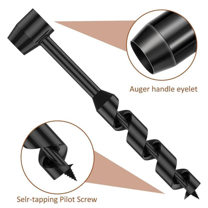 19mm Hand Auger Wood Drill - Bushcraft Manual Survival Self-Tapping Drill Bit for Camping, Outdoor Hiking & Woodworking (260mm Total Length)