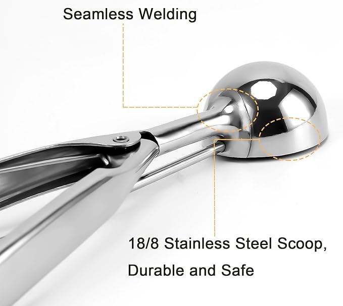 Medium Cookie Scoop, 2 Tbsp  30ml  1 oz, Size 40 Cookie Dough Scoop, Cookie Scoops for Baking, 1 2532 inches  4.5 CM Ball, 188 Stainless Steel, Secondary Polishing