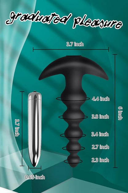 Vibrating Anal Beads Butt Plug - YOSPOSS Flexible Silicone 16 Vibration Modes Graduated Design Anal Sex Toy Waterproof Bullet Vibrator for Men, Women and Couples 100+ bought