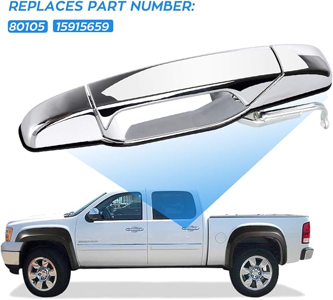 FAERSI Outside Exterior Door Handle Rear Driver Side Fits for 2007 2008 2009 2010 2011 2012 2013 2014 Cadillac Escalade, Avalanche Silverado Tahoe, GMC Sierra, Yukon, Yukon XL 80105 15915659