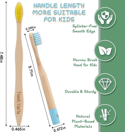 Kids Bamboo Toothbrushes, BPA-Free Soft Bristles, Eco-Friendly Natural Wooden Toddler Toothbrush, 6-Pack Travel Toothbrushes Set for Children( No organal box )