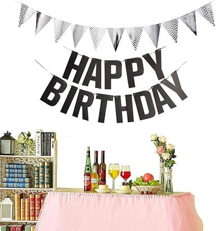 19th Birthday Party Decorations Set for Girl Boy Women Men Black HAPPY BIRTHDAY Letter Banner Silver Sparkly Glitter Traingle Banner Confetti Latex Balloons with Black Giant Number 19 Balloon