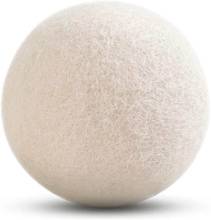 Wool Dryer Balls 6-Pack XL Laundry Dryer Balls Reusable Natural Fabric Softener New Zealand Organic Wool Handmade Reduce Wrinkles & Shorten Drying Time by WANTELL (White, XL)