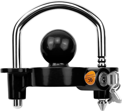 U-Shape Safety Adjustable Lock Tow Ball Coupler (Black), Heavy Duty Steel for 1-78 Inch Couples, 2 Inch 2 Inch 2-516 Inch Replacement 72783 by Cenipar