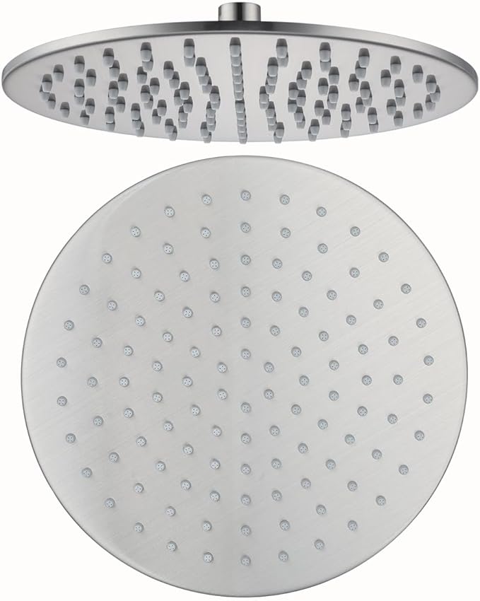 RANDOM Rain Shower Head Brushed Nickel Rainfall Shower Head High Pressure Shower Head Rainfall Stainless Steel Shower Head 10 Inch Round Waterfall Showerhead,Full Body Coverage.72088BN-10