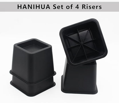 4 Pack Bed Risers 3 inch Furniture Risers, Heavy Duty Bed Lifts Risers for Table, Sofa, Chair, Couch, Desk, Bed Frame Risers Supports Up to 1,500 Lbs Black