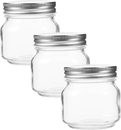 Unomor 3pcs Wide Mouth Jars Glass Honey Containers Airtight Storage Jars