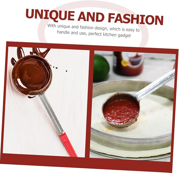 Pizza Spread Sauce Ladle with Plastic Handle Flat Bottom Kitchen Cooking Spoon for Sauces Pizza and Pancakes Capacity Handle