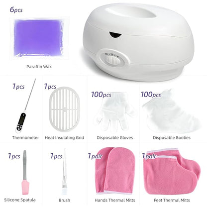Paraffin Wax Machine for Hand and Feet 2300ml Paraffin Wax Bath Warmer Hands Foot Spa Kit with Lavender Wax Refills Glove Liners Thermal Mitts Booties