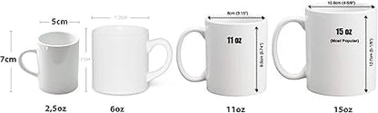 White Ceramic 15oz (12,7 x 10,6cm) Sublimation Coffee Tea Mug Heat Thermal Transfer Dye Coated Glossy 1 piece Diswashable Microwave Safe
