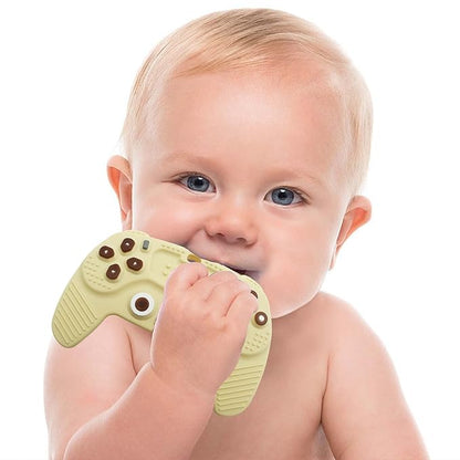 Teething Remote Control for Baby with Pacifier Clip, Funny Teethers for Baby for Baby Girl Or Boy,Teething Toys for Babies 3-6 6-12 Months((Yellow)