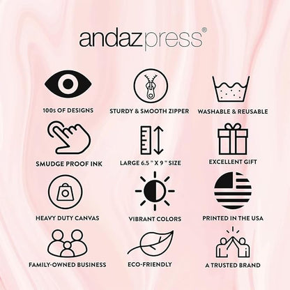 Andaz Press Funny Makeup Bag Canvas Cosmetic Bag with Zipper Take Time To Do What Makes Your Soul Happy Makeup Pouch For Purse Travel Pouch Funny Pencil Bag Cute Birthday Gifts for Women 6.5 x 9 Inch