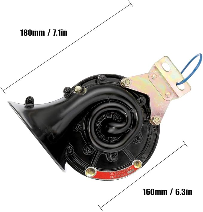 Air Horn Loud 105DB 12V24V Black Waterproof Electric Snail Horn Air Horn Raging Sound For Car Motorcycle Truck Boat