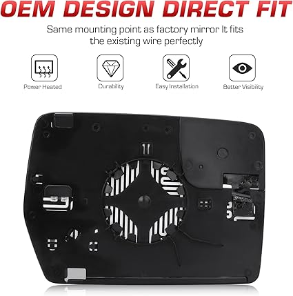 Left Driver Side View Heated Mirror Glass for 2011 2012 2013 2014 Ford F150, Replace BL3Z-17K707-E