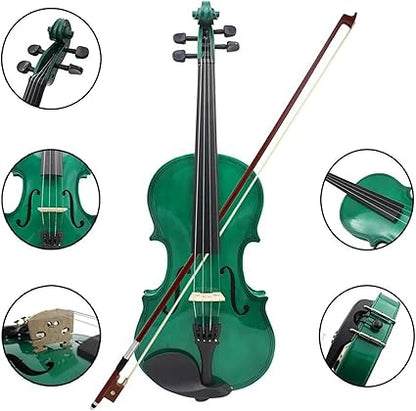 Violin Kit Violin Professional 44 Beginners Green Violin With CaseBowBridgesTunerMuteStrings Accessories Sets(Violin)
