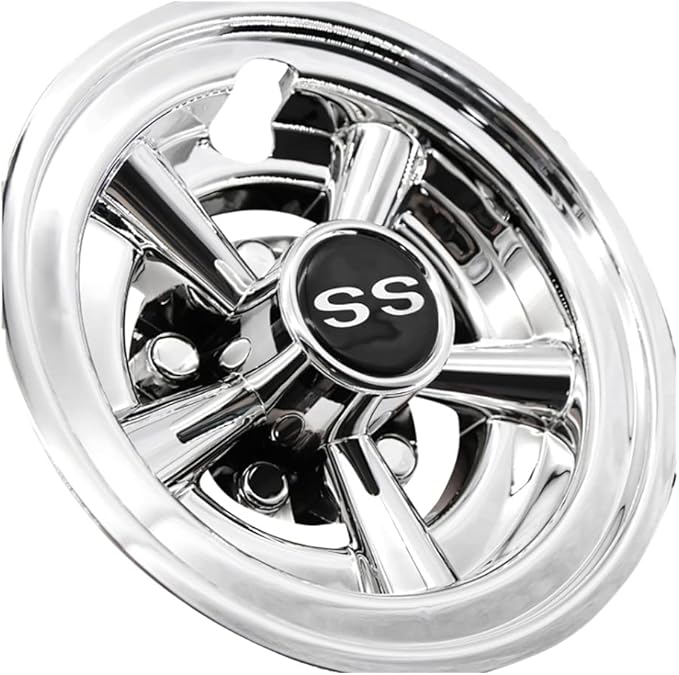 1Pcs 8Inch Golf Cart Wheel Covers, 5 Spoke Design Hub Cap for Golf Carts for Club Car,, Silver, 500158930A2