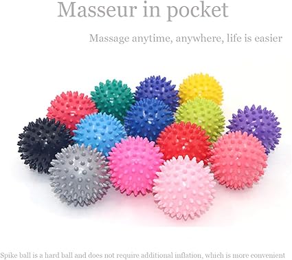 Durable PVC Spiky Massage Ball Deep Tissue Back Massage, Foot Massager, Pain Relief Plantar Fasciitis Reliever Hedgehog 3inch Balls (Black)