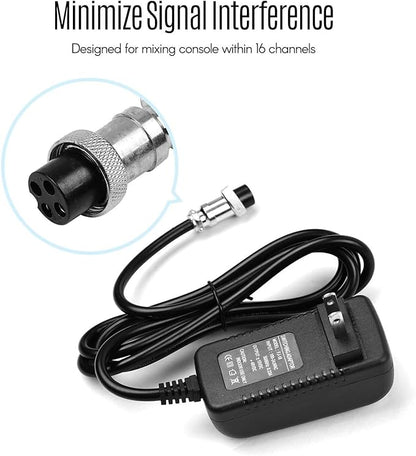 Universal Voltage Converter Power Supply for Audio Equipment with XLR Adapter 15V 48V Mixing Console Compatible