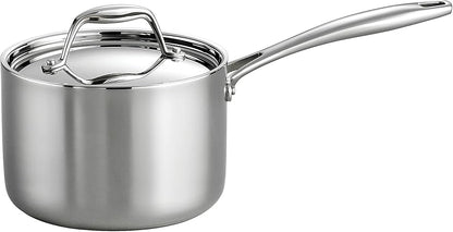 Tramontina Tri-Ply Clad Stainless Steel 2-Quart Sauce Pan with Lid, Induction-Ready, Dishwasher-Safe, NSF-Certified, Made in Brazil