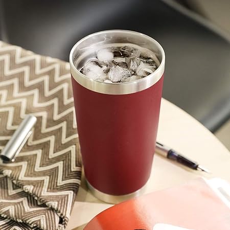 DOMICARE 20oz Stainless Steel Tumbler Bulk with Lid, Double Wall Vacuum Insulated Travel Mug, Powder Coated Coffee Cup (Powder Red, 1)