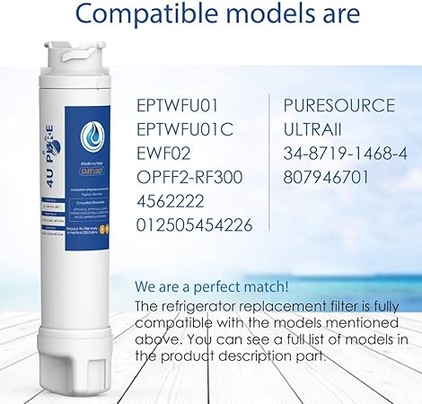Replacement for EPTWFU01, ur Sur Ultra 2, EWF02, 012505454226, 4562222 Refrigerator Water Filter, Pack of 1 (Packaging May Vary)