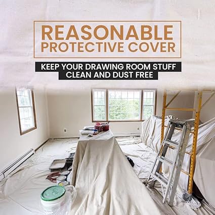 ZUPERIA Canvas Drop Cloth (Size 12 x 15 Feet - Pack of 2) - Pure Cotton Painters Drop Cloth for Painting, Furniture  Floor Protection - All Purpose Thick Canvas tarp with Double Stitched Edges