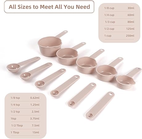 11PCS Measuring Spoons and Measuring Cups Set, Stackable Cups and Spoons, Nesting Cups Spoons for Cooking Baking Supplies, Kitchen Gadgets Essentials Tools
