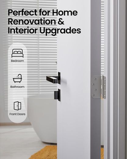4" X 4" Nickel Door Hinges – 6 Pack Brushed Nickel Door Hinges with 5/8" Radius, Rounded Interior Heavy Duty 4 Inch Exterior & Front Door Hinge for Residential Use (Minor cosmetic scratches. Screws not included)