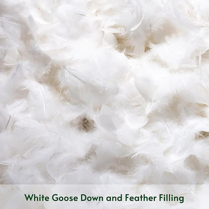 OTOSTAR Pack of 1 Down and Feather Throw Pillow Inserts, 20 x 20 Soft Fluffy Square Pillow Inserts with 100% Cotton Cover Decorative Pillows for Sofa Couch Bed-White