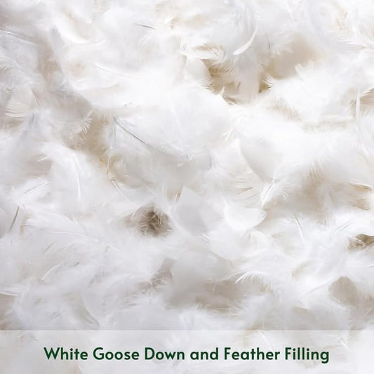 OTOSTAR Pack of 1 Down and Feather Throw Pillow Inserts, 20 x 20 Soft Fluffy Square Pillow Inserts with 100% Cotton Cover Decorative Pillows for Sofa Couch Bed-White
