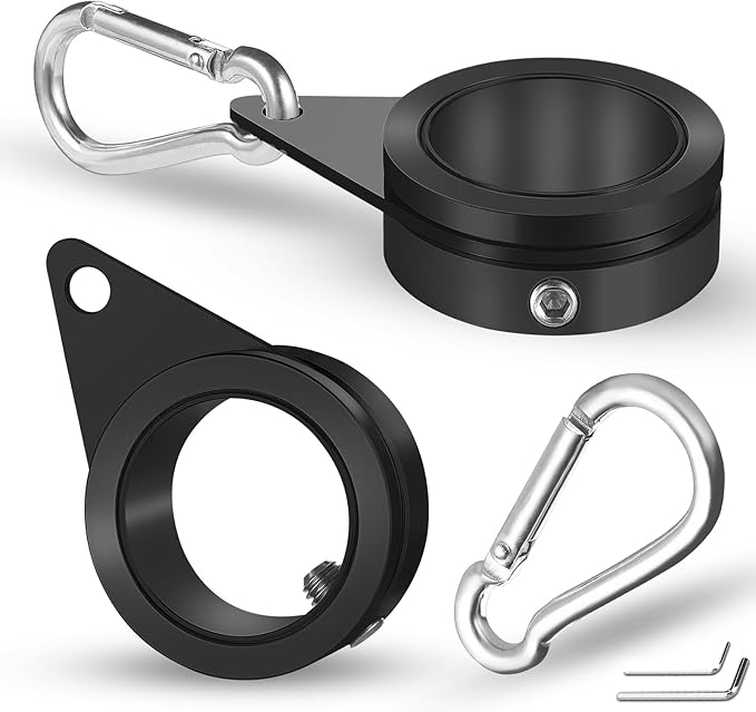Anovo Flag Pole Rings, Flagpole Rings Aluminum Alloy 360 Rotating Anti Wrap Flag Mounting Spinning Ring Clips for 0.75-1.02 Inch Diameter Flagpole (1 Inch -Pack of 2, Black)