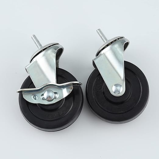 3-Inch Replacement Casters for Wire Shelving - Heavy Duty 1/4-20 Threaded Wheels (Set of 4) with Locking Brakes