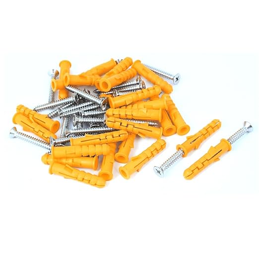 IIVVERR 25pcs 8mmx40mm Plastic Wall Screw Anchor Plugs w Phillips Flat Head Screws (25pcs 8mmx40mm Tapones de anclaje de tornillo de pared de plastico w Tornillos de cabeza plana Phillips