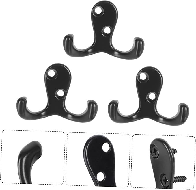 ABOOFAN 10-Piece Double Prong Coat Hook Set Wall-Mounted Towel and Mug Rack Sturdy Metal Hook for Hanging Coats Bags Hats and Towels for Home and Office