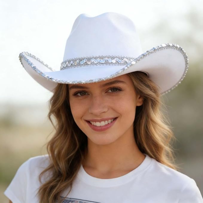 Western Cowboy Hat for Men Women Western Cattleman Style Cowgirl Hat for Travel Fashion Wide Brimmed Curved Hats