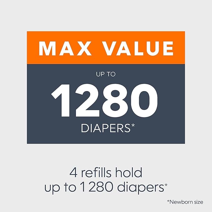 Diaper Genie Essentials Round Refill Pack of 4  Holds Up to 1280 Newborn Diapers  Features Unscented Continuous Film  Compatible with Diaper Genie Complete and Expressions Pails