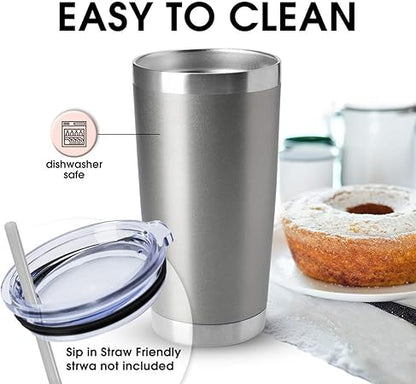 HASLE OUTFITTERS 20oz Tumblers Bulk Stainless Steel Cup with Lid Double Wall Vacuum Insulated Coffee Mug for Cold  Hot Drinks 1 Pack, Grey