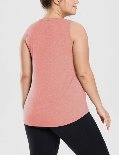baleaf Women's Plus Size Workout Tank Tops Loose Fit Sleeveless Athetic Running Exercise Shirts