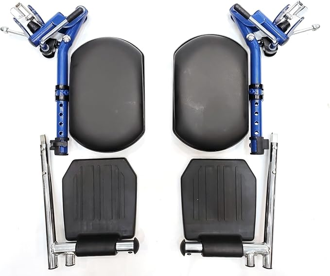 Blue Streak Wheelchair Elevating Leg Rest with Padded Calf Pad,Composite Footplates,Fits Most Standard wheelchairs and Transport Chair,Wheelchair Parts,Same Functional Structure as LK3JELR,(1Pr, Blue)