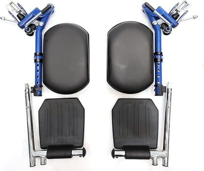 Blue Streak Wheelchair Elevating Leg Rest with Padded Calf Pad,Composite Footplates,Fits Most Standard wheelchairs and Transport Chair,Wheelchair Parts,Same Functional Structure as LK3JELR,(1Pr, Blue)