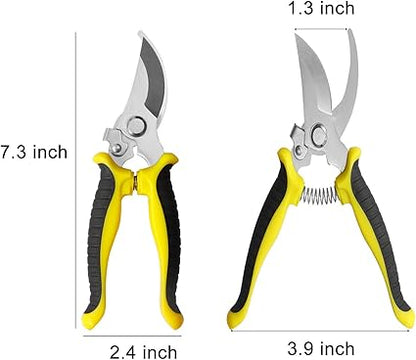 Gardening Scissor Curved Sharp Stainless Steel Blade Garden Cutter Shears Cutting Flowers Trimming Plants Yard Florist Flower Rose Herb Hedge Bonsai Fruits Picking
