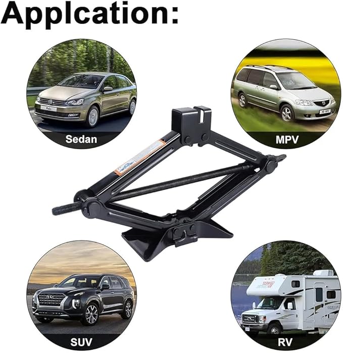 Ikaufen Car Jack Kit Scissor Jack for Car 2 Ton (4400 lbs) Tire Jack Tool Kit Universal Car Emergency Kit with Lug Wrench Tire Changing Kit for Car SUV MPV