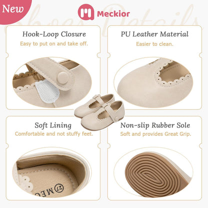 Meckior Toddler Little Girl Mary Jane Dress Shoes Ballet Flats for Girl Party School Shoes Bowknot Princess Shoes