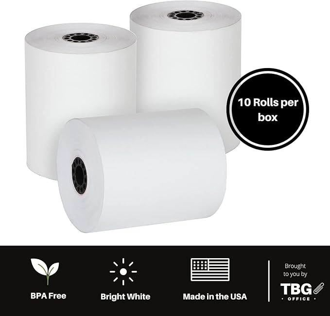 3 18a x 230' Thermal Paper Rolls - BPA FREE a MADE IN USA - Receipt paper rolls a Point of Sale Cash Register - Thermal printer paper - Credit Card Paper - for POS systems (1 Case - 10 Rolls)