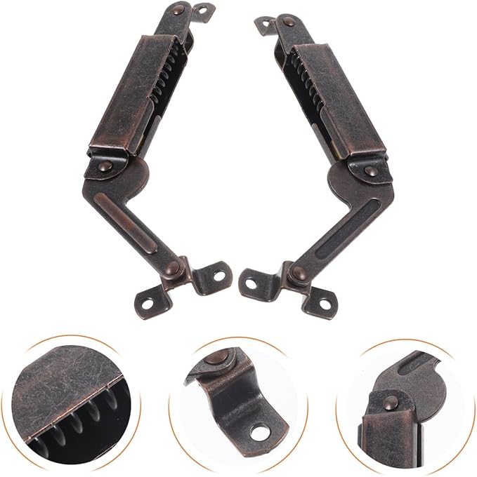 2pcs Lid Support Hinge Lid Stay Hinge for Boxes Toy Boxes Cedar Chests Cabinet Hardware Heavy-Duty Iron Construction Smooth Operation Easy Installation