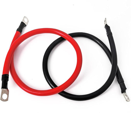 6 AWG Battery Cable 1FT 6 Gauge Pure Copper Battery Inverter Cables with 516 in Lugs Both Ends Power Inverter Wire Set for Automotive Solar Power Inverter Marine Boat RV Car Motorcycle (1FT)